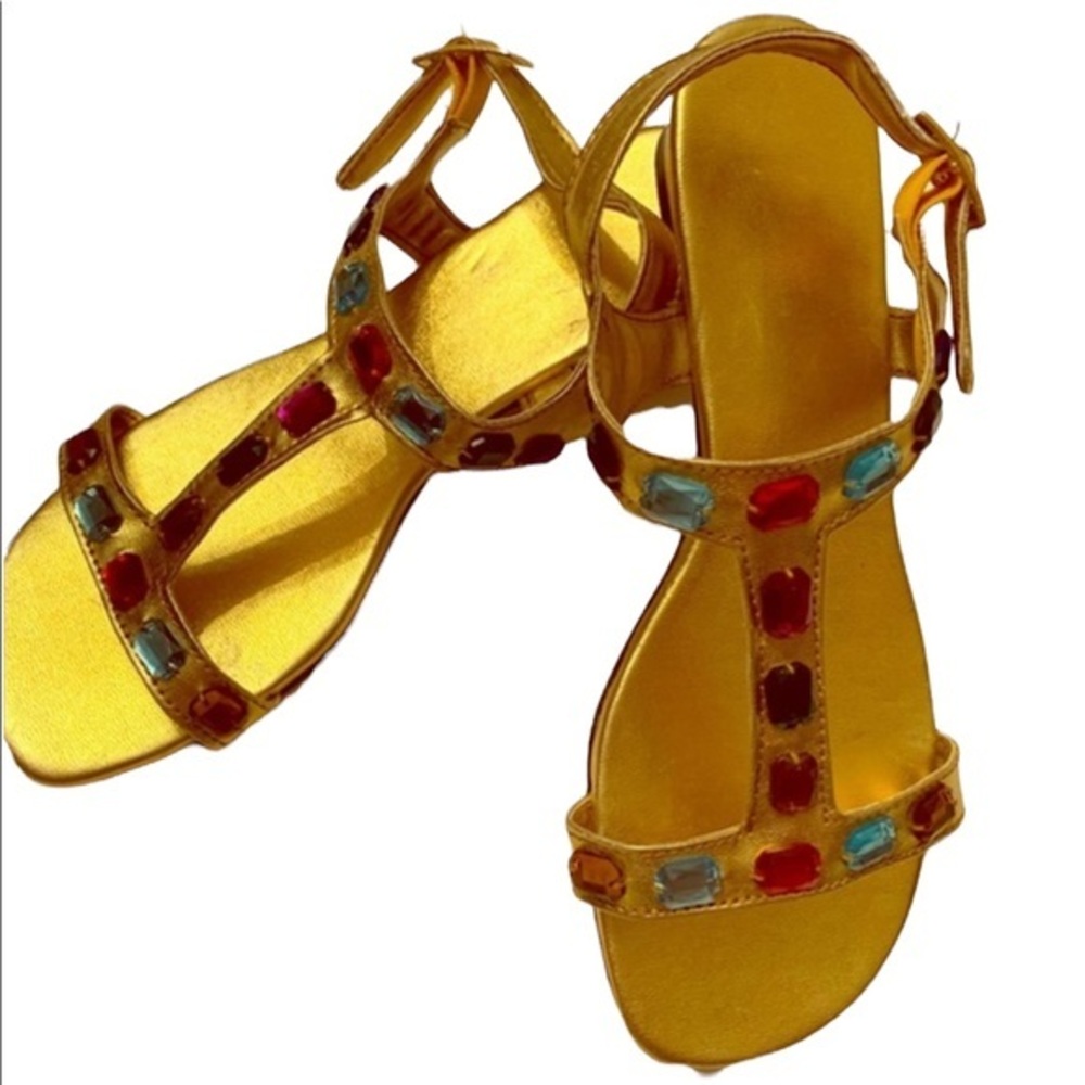 Jeweled Sandals Size 7M NWOT Gold Color
